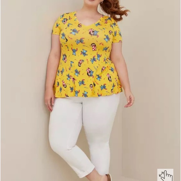 Torrid Yellow Disney Graphic LILO and Stitch Print Top - Picture 3 of 10